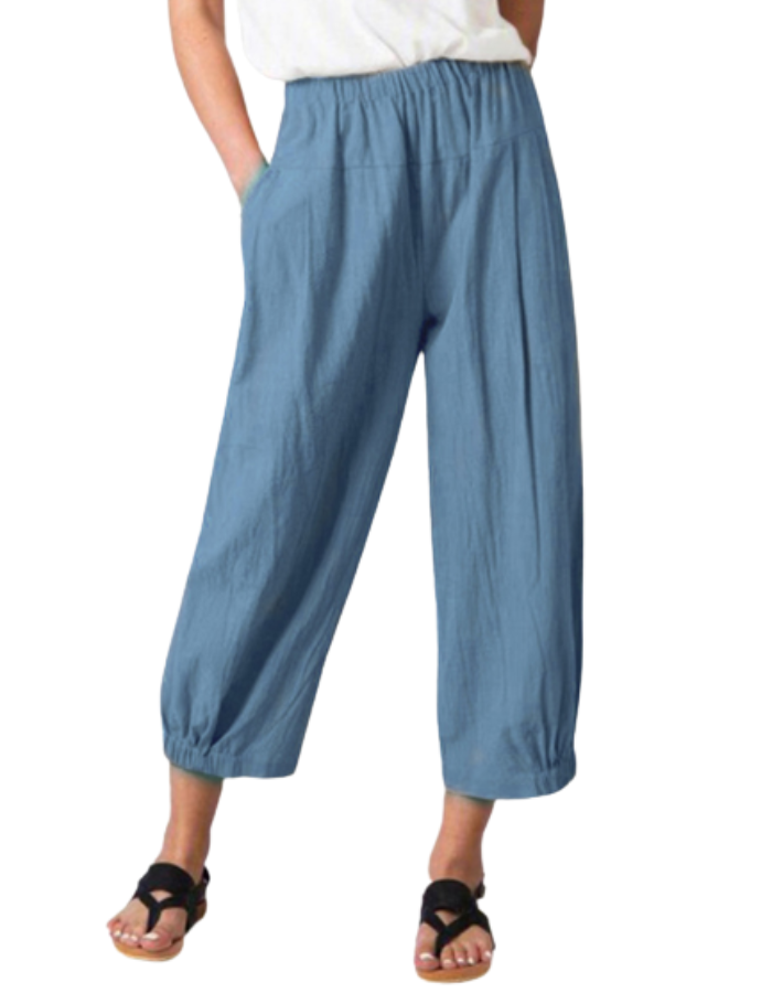 SHOPIQAT Crop Wide-leg Linen Pants - Premium from shopiqat - Just $6.200! Shop now at shopiqat